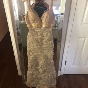 Gold floor length Nicole Miller evening dress